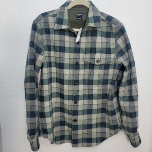 Todd Snyder Wool Utility Overshirt Size XS NWT Blue Grey Plaid